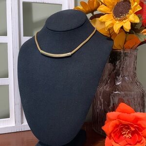 Gold Tone Rope Choker Statement Gold Tone Bar Pendant